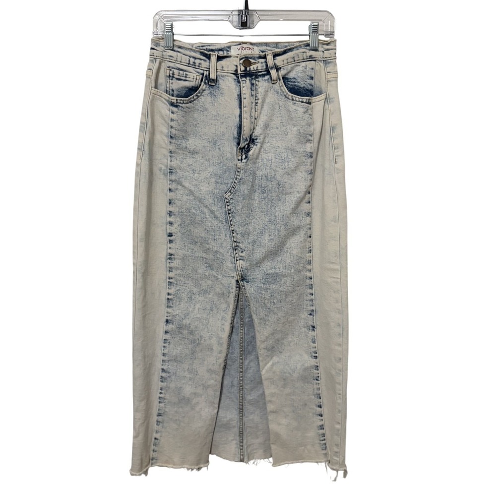 Denim Jean Maxi Skirt Acid Wash M Y2K Retro Western Grunge 90s Rodeo